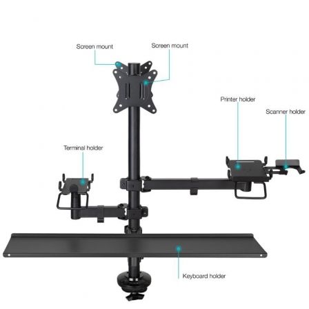 Tooq TQPM0003 Soporte de Mesa para 2 Pantallas 17''-32'' y Periféricos